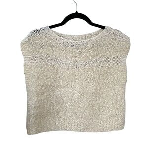 Handmade Women’s Sleeveless Wool Knit Sweater Cream M